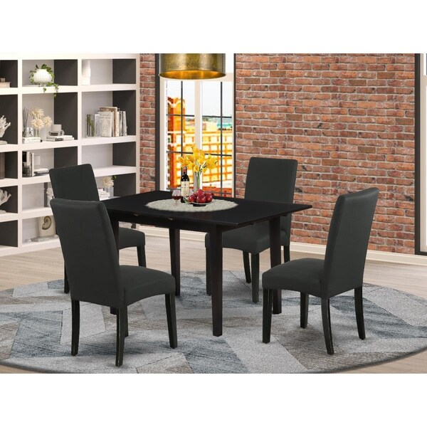 East West Furniture 5 Piece Norfolk Mid Century Dining Table Set - Black NODR5-BLK-24 - main